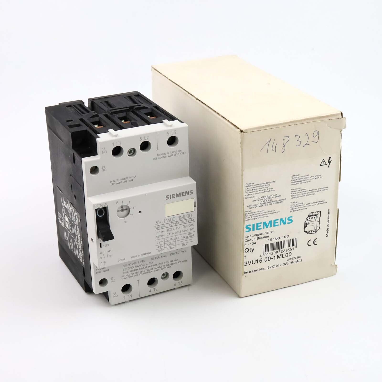 Siemens Circuit Breaker 3VU1600-1ML00 Original Packaging