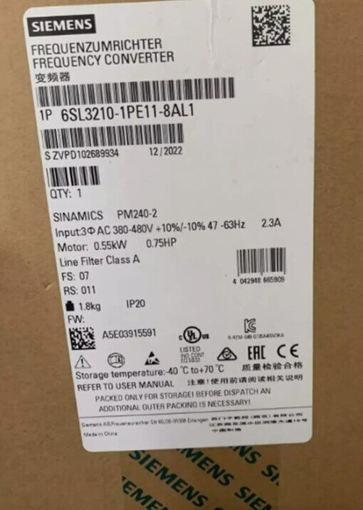 Original Siemens 6SL3210-1PE11-8AL1 / 6SL3 210-1PE11-8AL1 Frequency Converter
