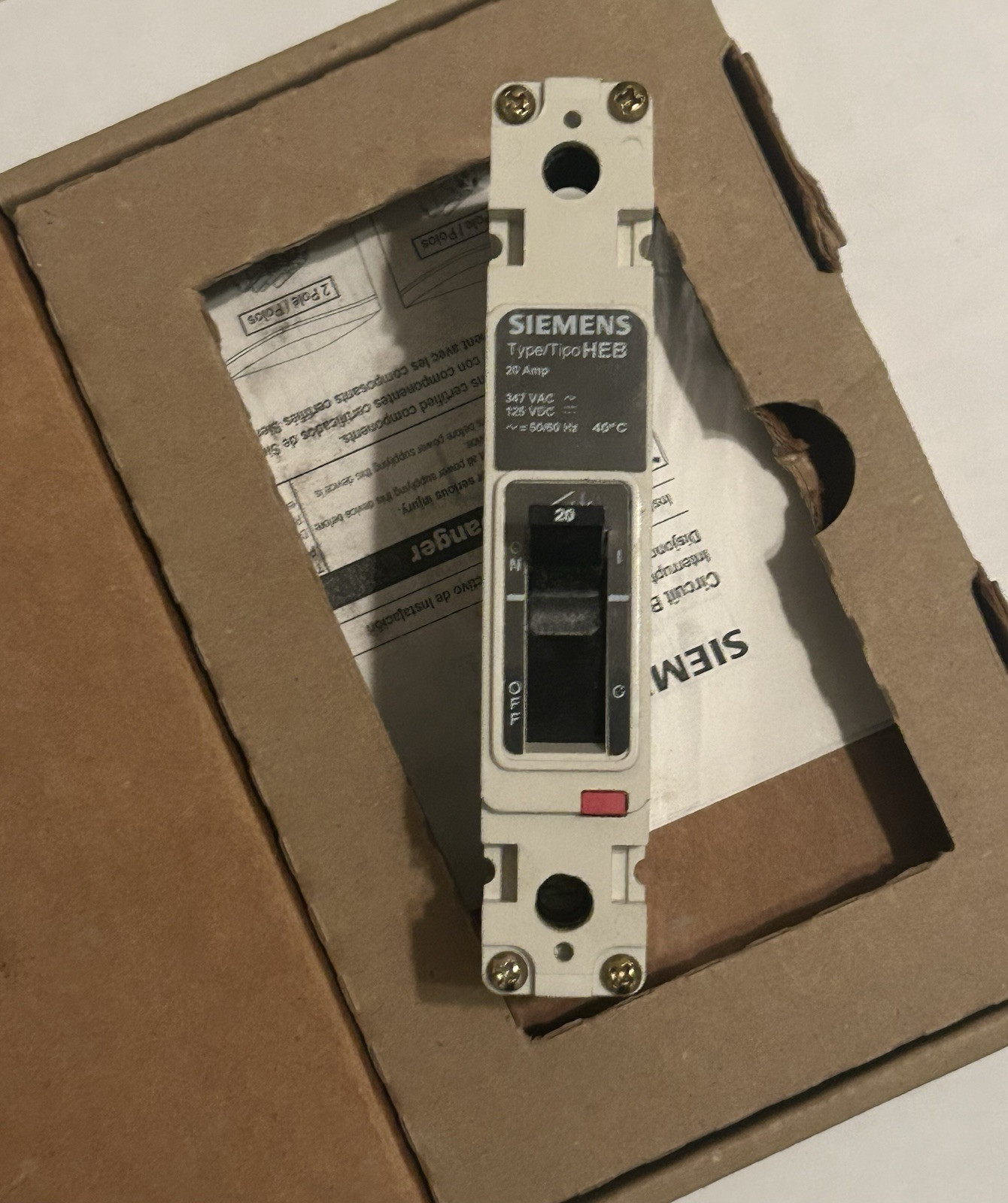 Siemens HEB1B020 HEB 20 Amp 1 Pole Circuit Breaker