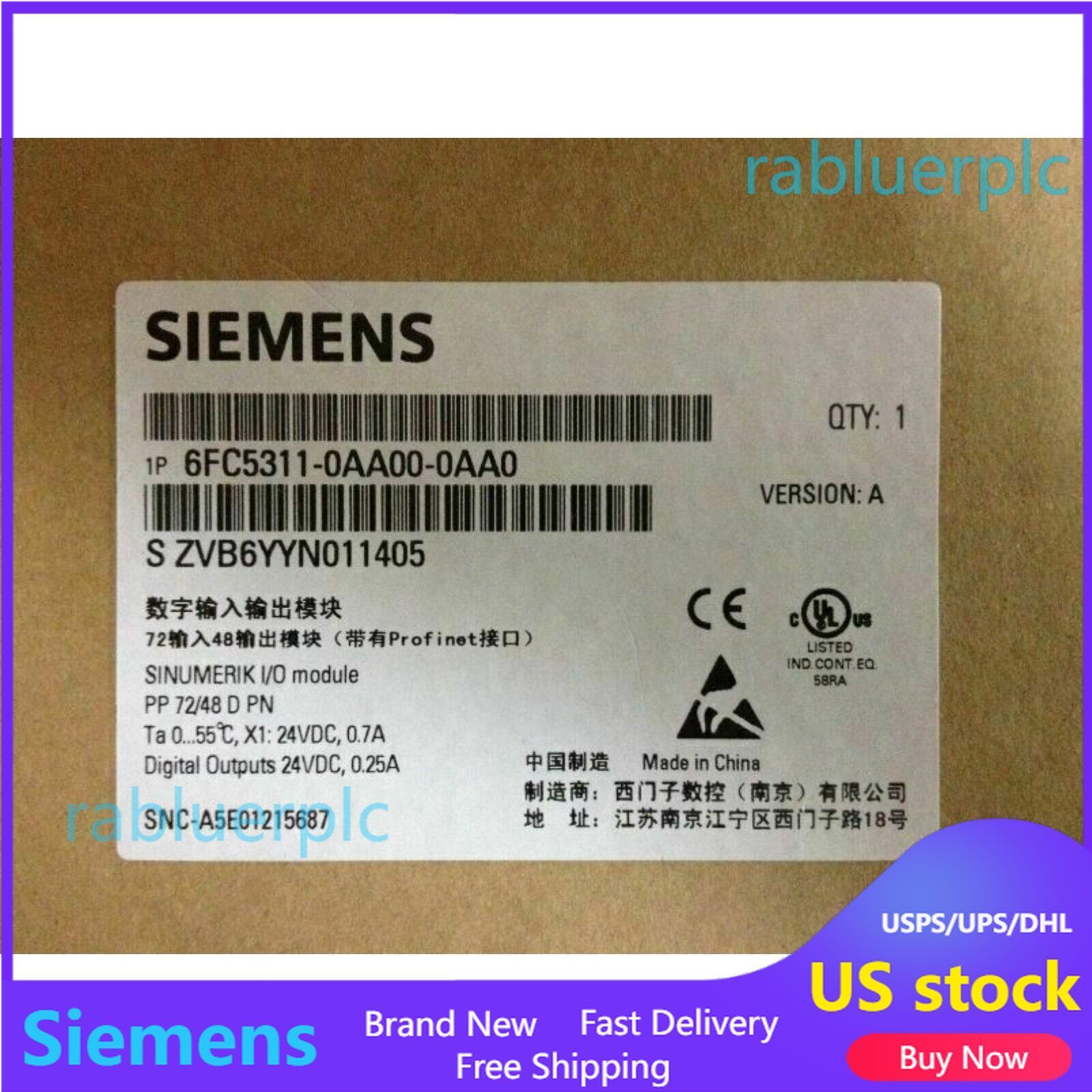 Siemens 6FC5311-0AA00-0AA0 I/O MODULE New In Box Expedited Shipping
