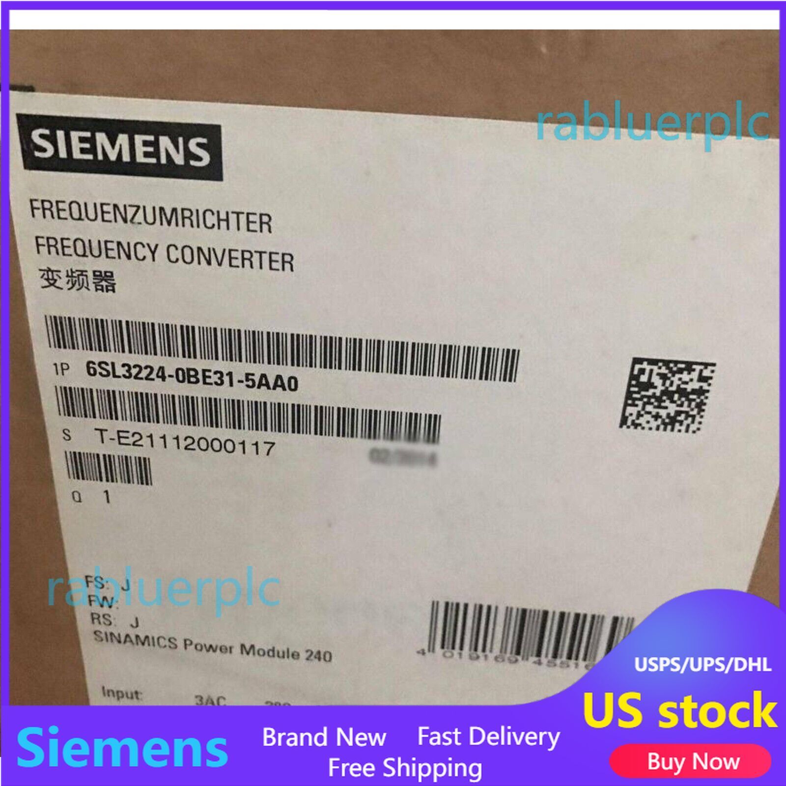 New Siemens 6SL3224-0BE31-5AA0 6SL3 224-0BE31-5AA0 G120 PM240 Power Module
