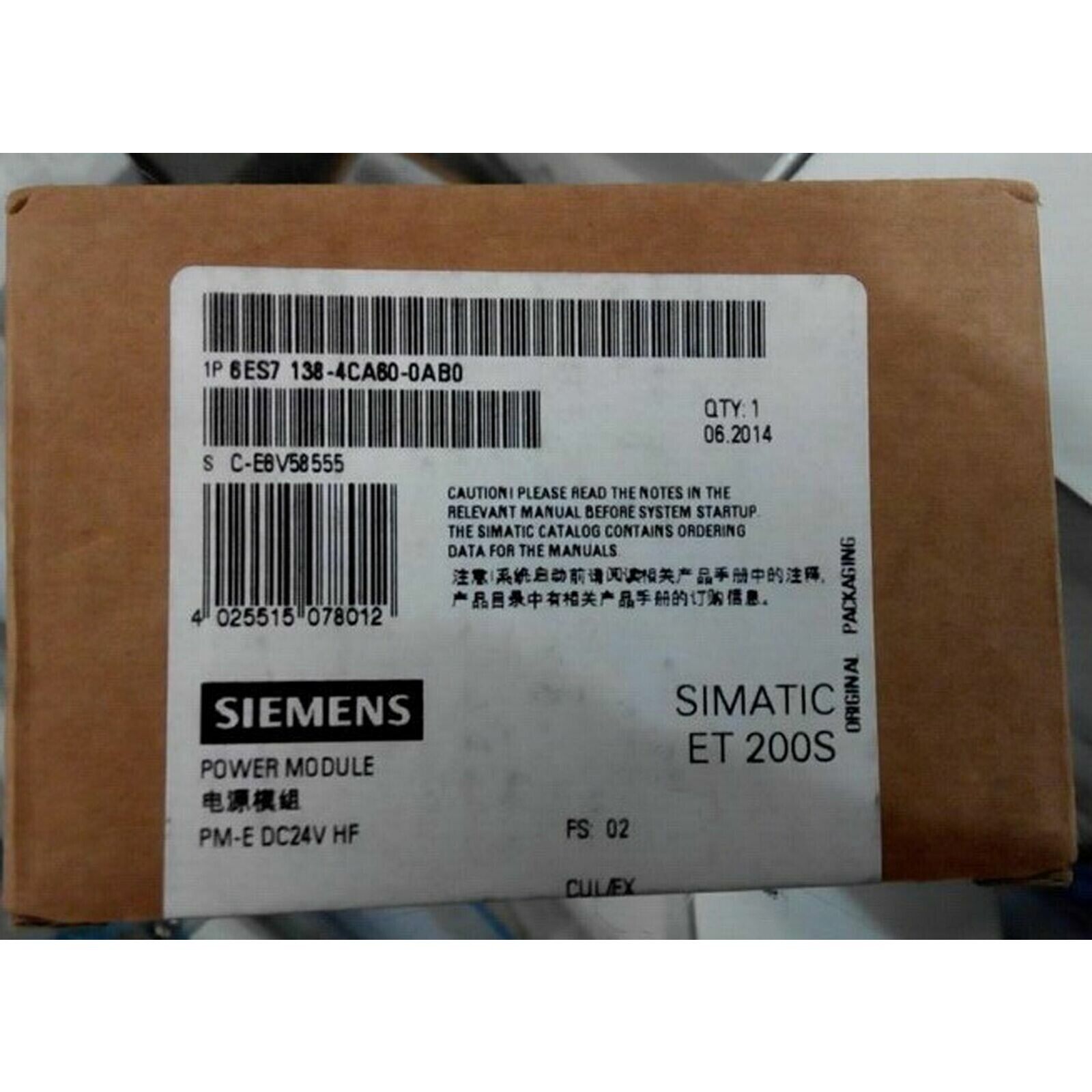 New Siemens 6ES7138-4CA60-0AB0 6ES71384CA600AB0 Power Module PM-E for ET 200S