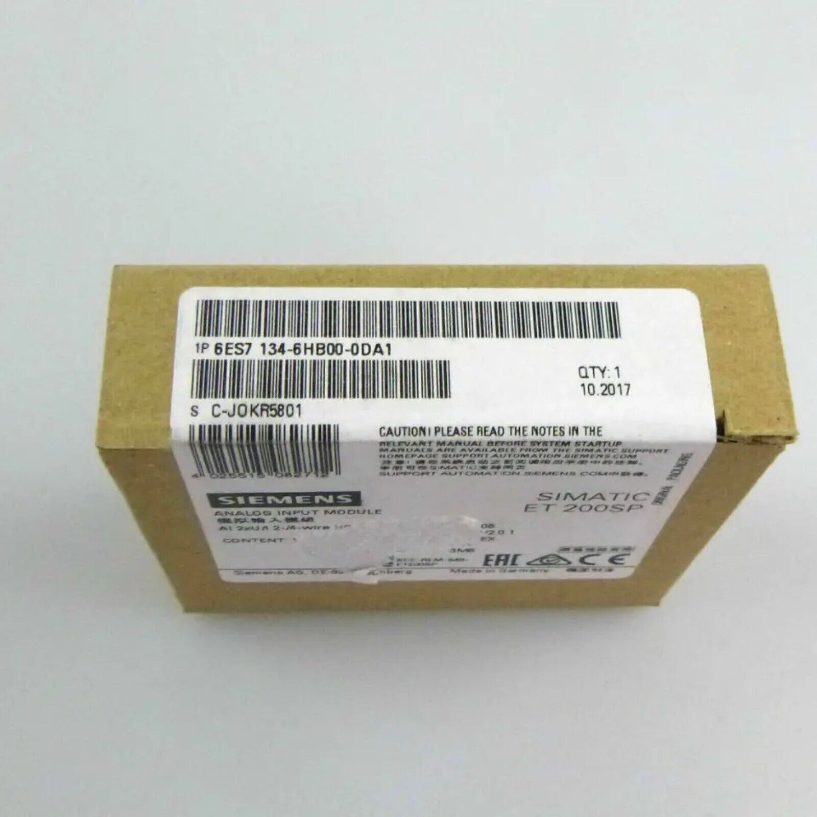 New Siemens 6ES7134-6HB00-0DA1 ET 200SP Analog input module 6ES7 134-6HB00-0DA1