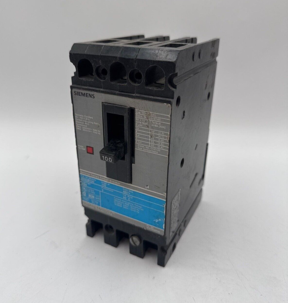 SIEMENS ED43B100 CIRCUIT BREAKER 100A 3P 480V 100 Amp 3 Pole ED4 Tested Used