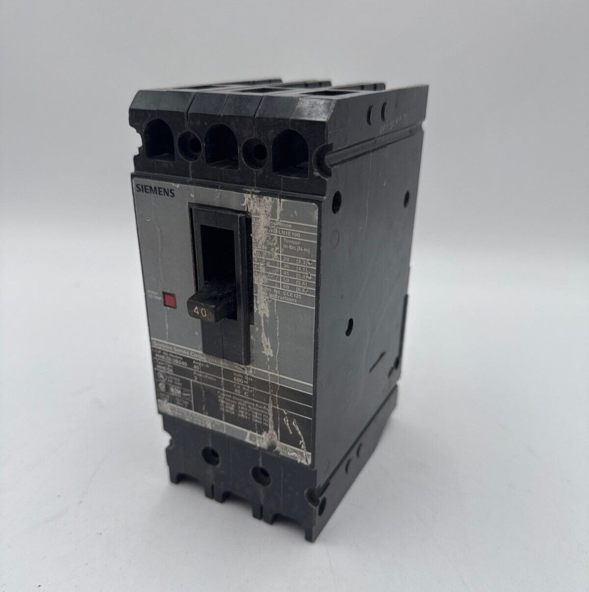 Siemens HHED63B040 Circuit Breaker 40A 3P 600V 3PH HHED6 40 Amp 3 Pole Tested