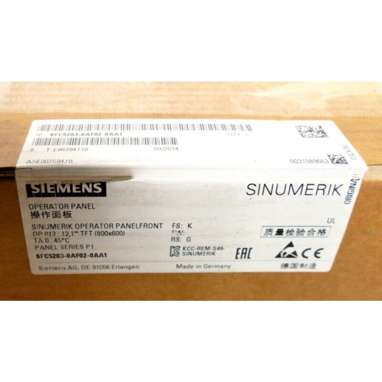 New Siemens 6FC5203-0AF02-0AA1 SINUMERIK operator panel 6FC5 203-0AF02-0AA1