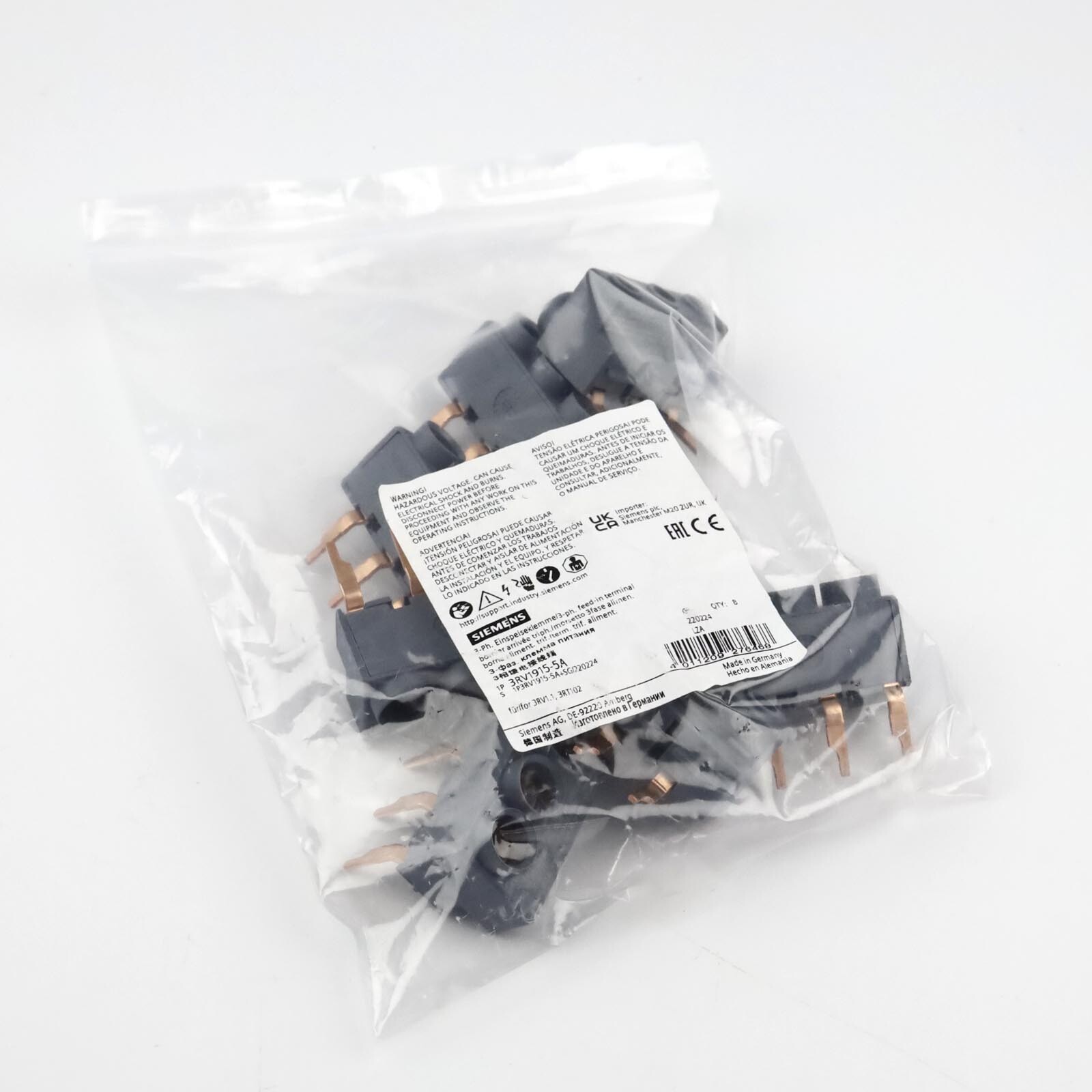 Siemens 3 Phase Feed Terminal 3RV1915-5A (8pcs) Original Packaging