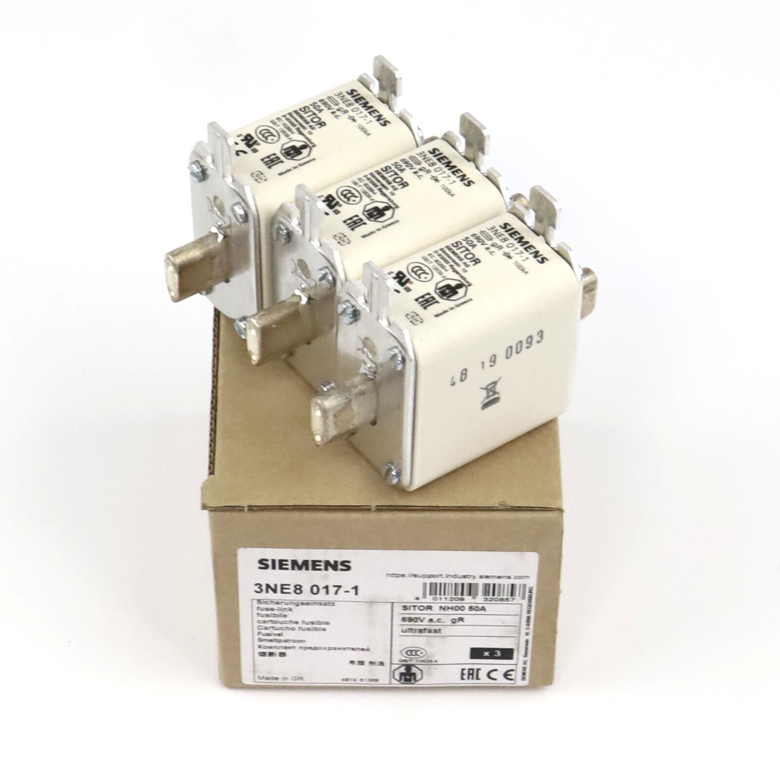Siemens SITOR Fuse Block 3NE8017-1 (3pcs) original box