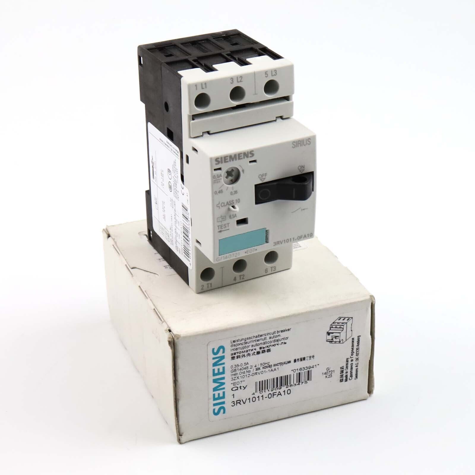 Siemens Circuit Breaker 3RV1011-0FA10 Original Packaging