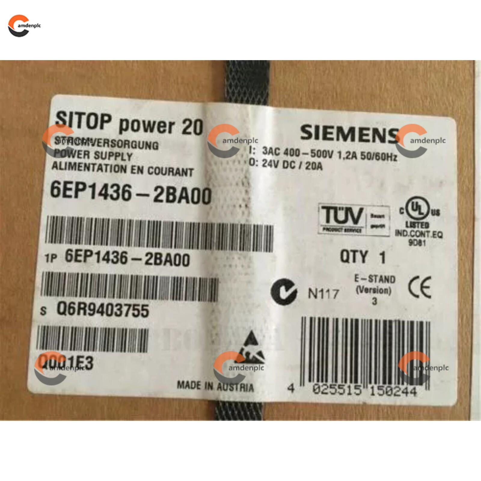 New Siemens 6EP1436-2BA00 SITOP Power DC 24V/20A Power Supply 6EP1 436-2BA00