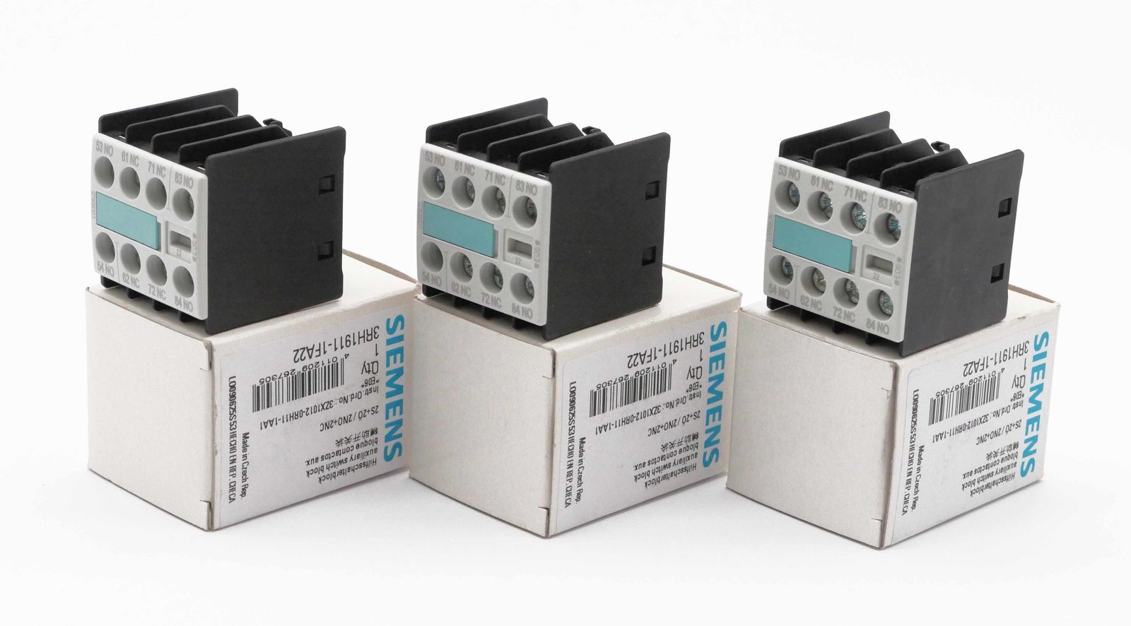 3x Siemens 3RH1911-1FA22 3RH1 911-1FA22 E:06 Auxiliary Switch Block -Unused/Original Packaging-