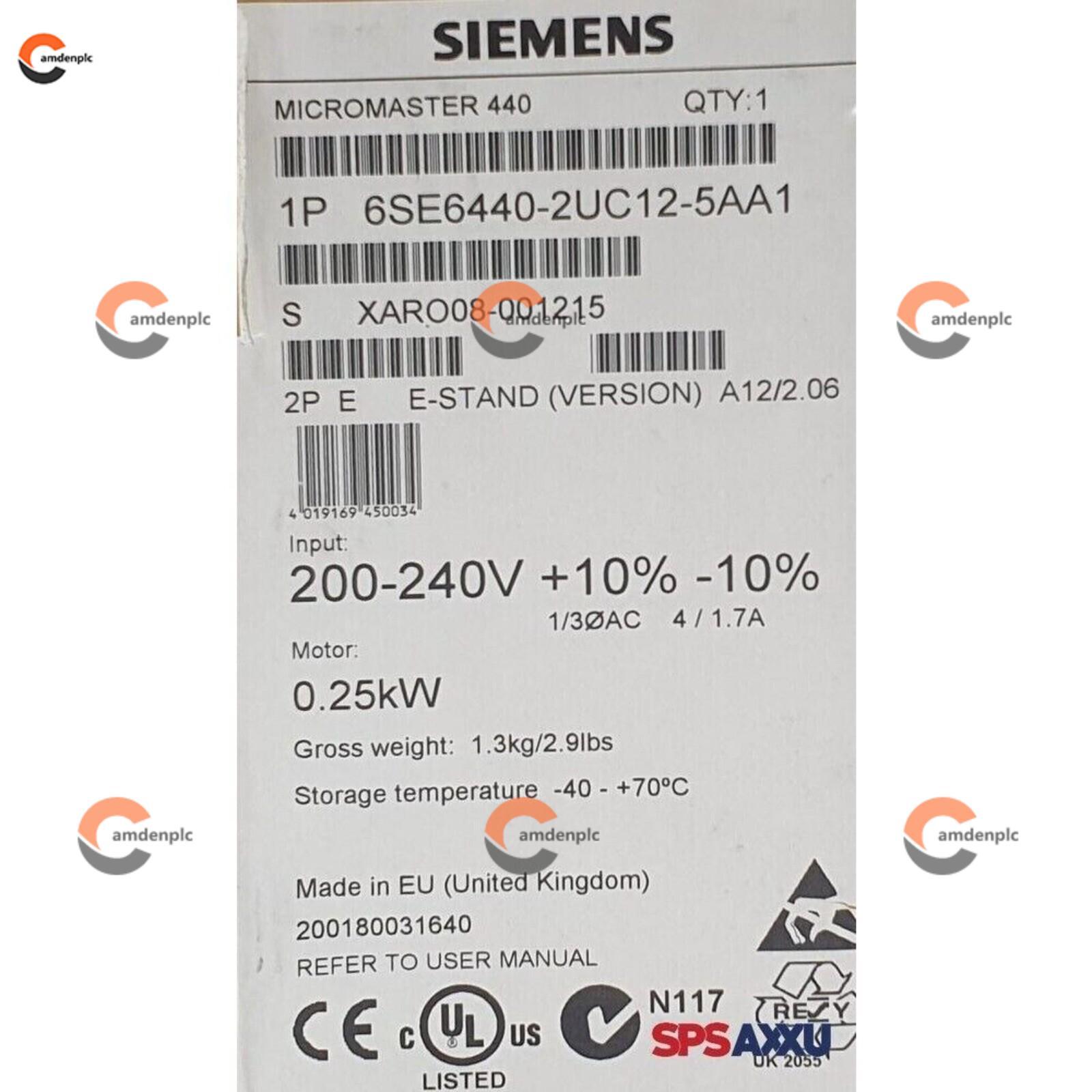 New Siemens 6SE6440-2UC12-5AA1 MICROMASTER440 without filter 6SE6440-2UC12-5AA1