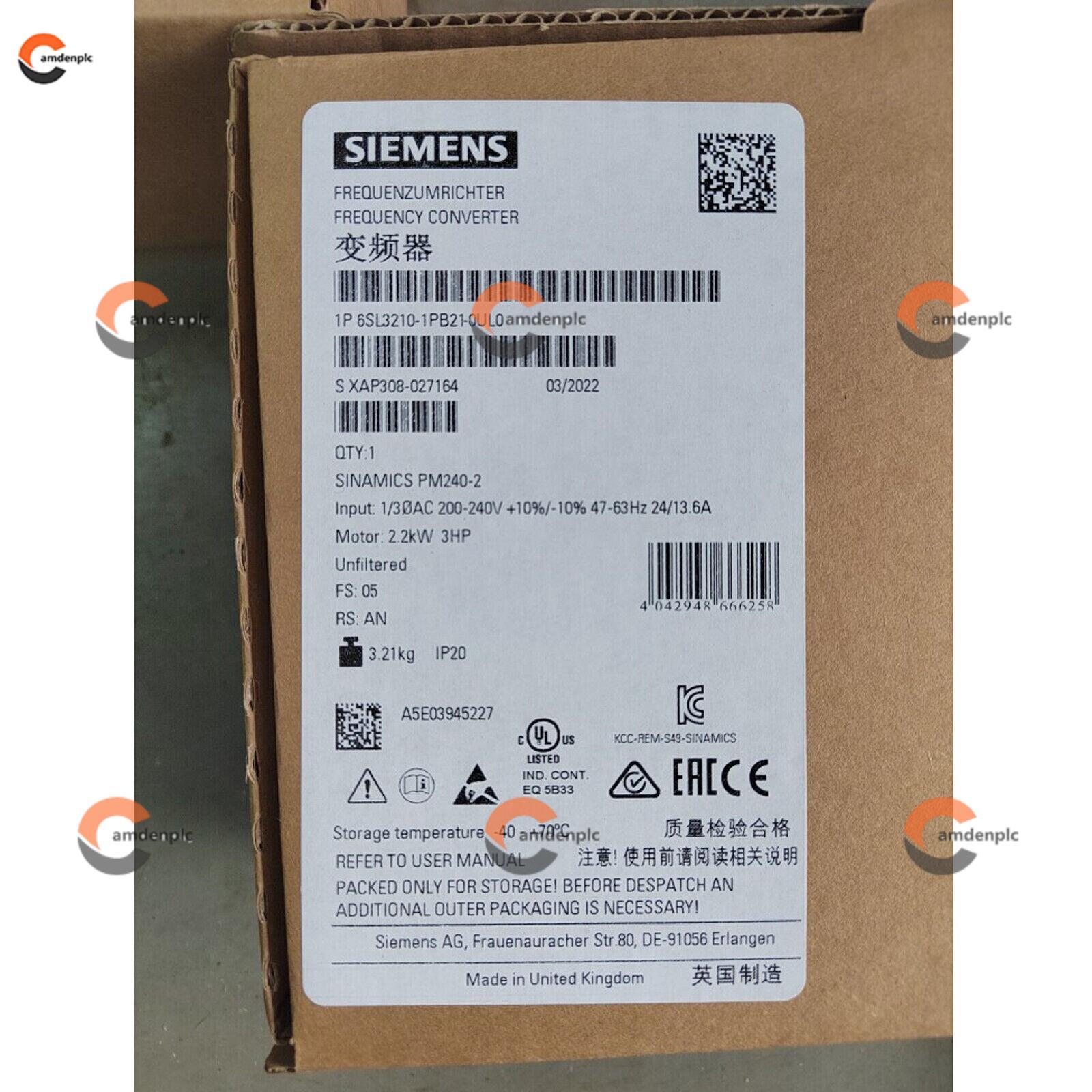 New Siemens SINAMICS PM240-2 Unfiltered 6SL3210-1PB21-0UL0 6SL3 210-1PB21-0UL0