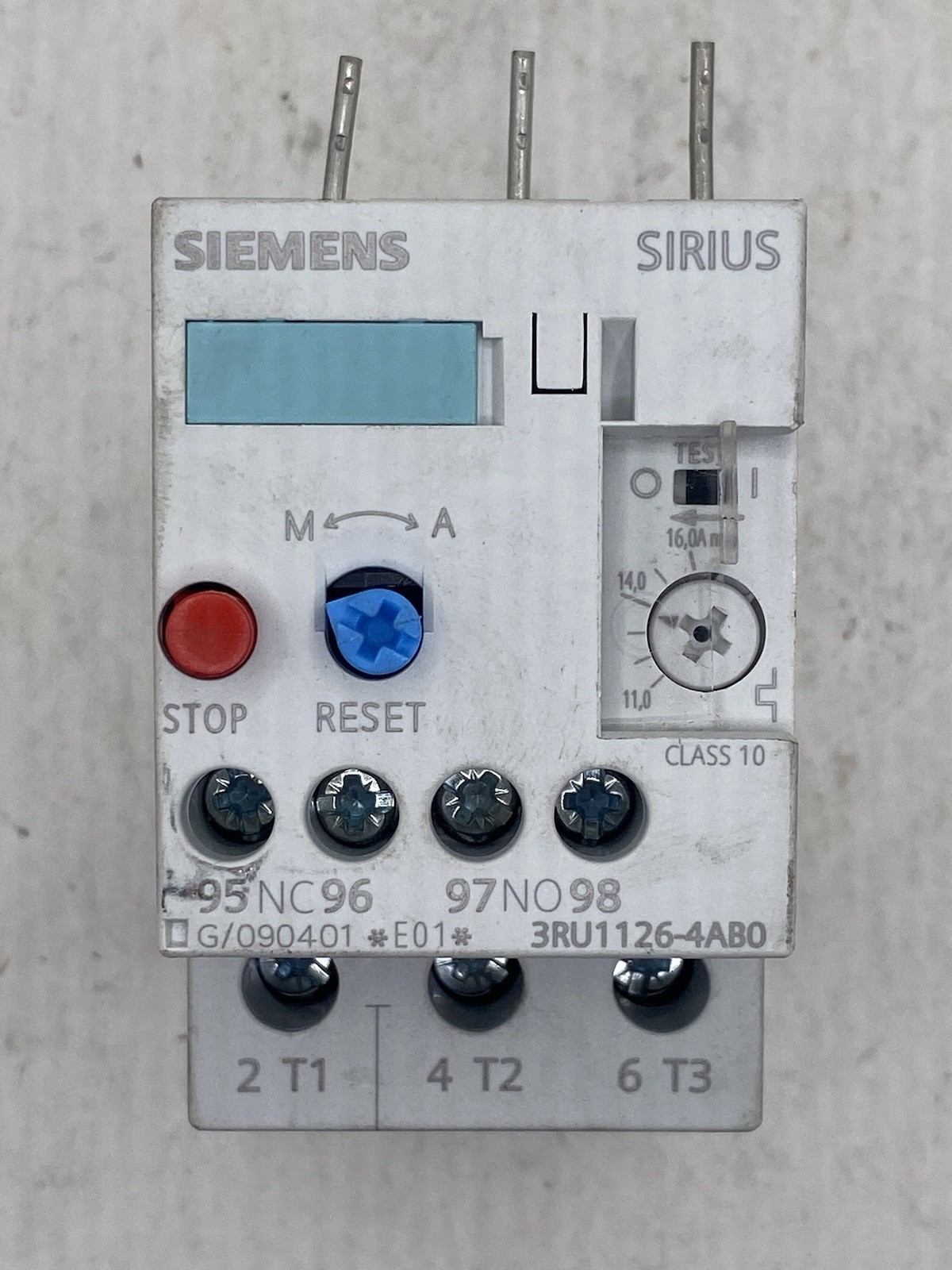 SIEMENS THERMAL MAGNETIC OVERLOAD RELAY 3RU1126-4AB0 8AMPS 3RU SERIES IP20