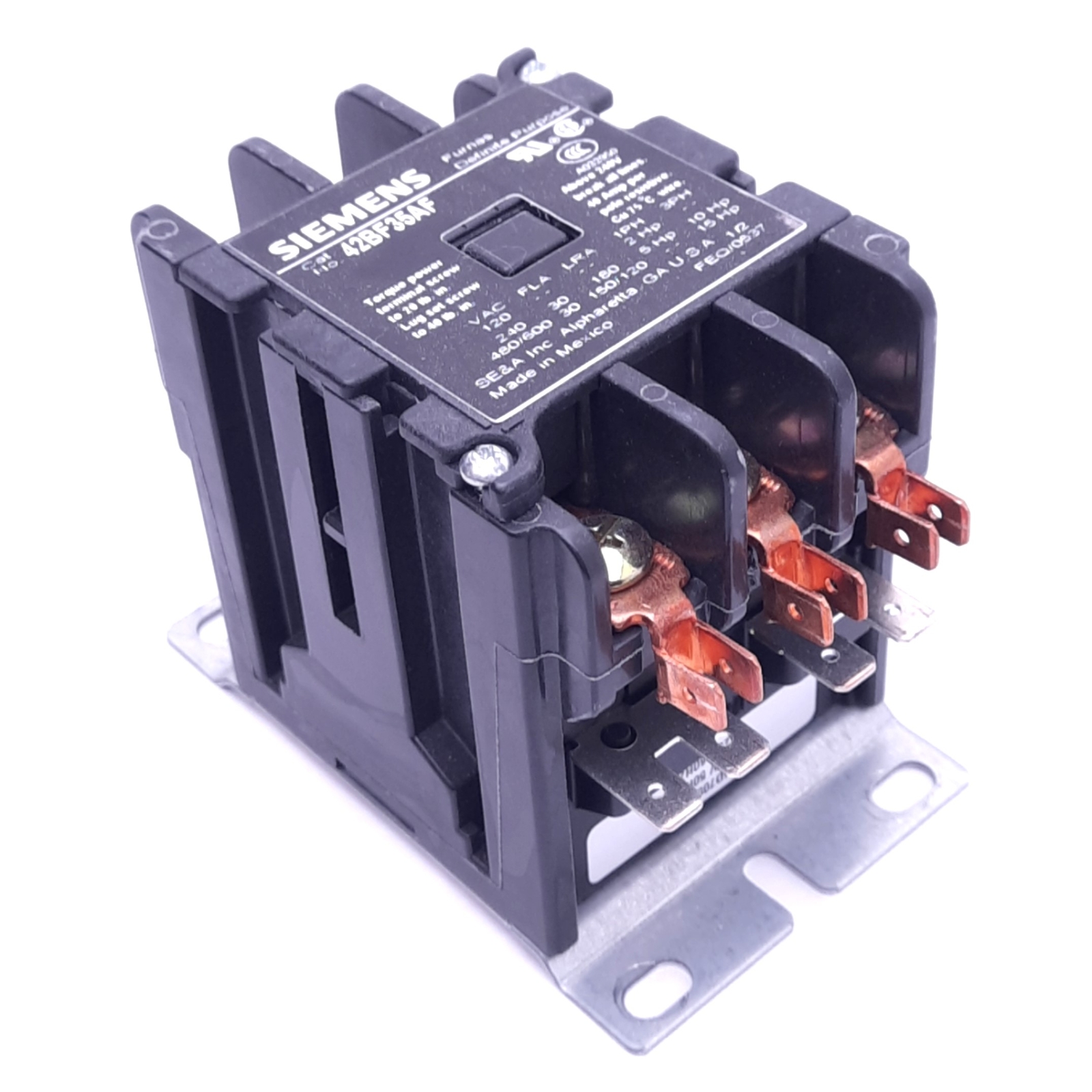 Siemens 42BF35AF Contactor, 3NO, 4NO+4NC Aux, 600VAC 120A Max, 120VAC Coil