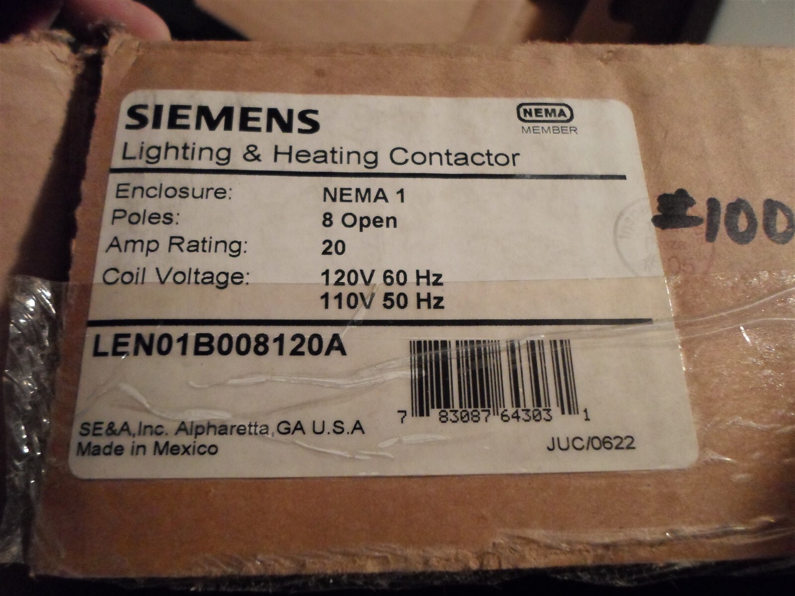 NEW: Siemens - Lighting & Heating Contactor - LEN01B008120A NEMA 1 Enclosure