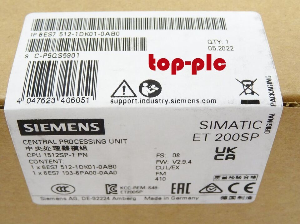 New Siemens 6ES7512-1DK01-0AB0 /6ES7512-1DK01-0AB0 Central Processing Unit