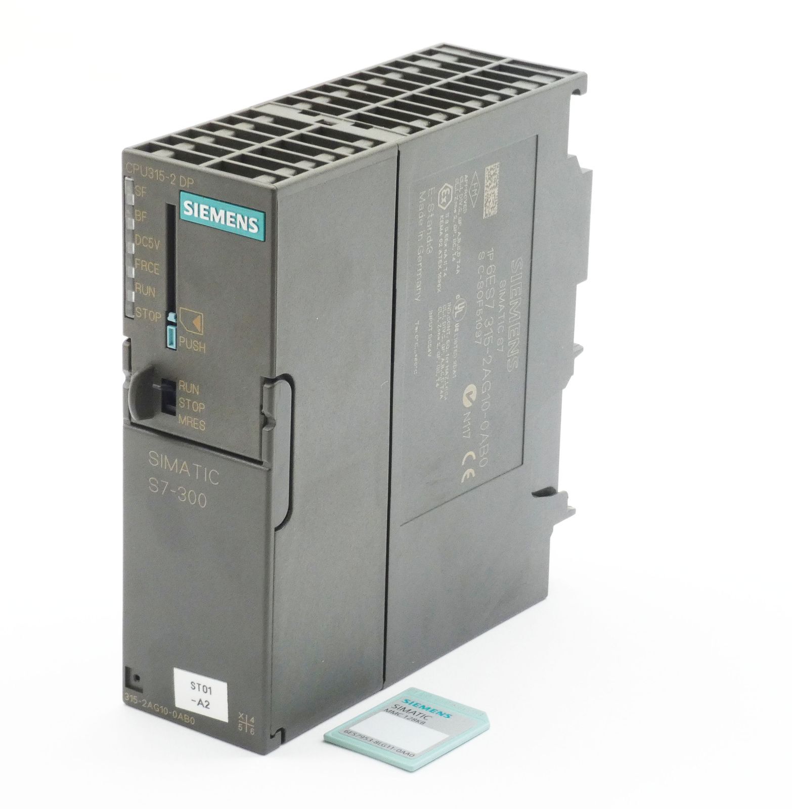 Siemens 6ES7 315-2AG10-0AB0 E:03 V2.0.8 + 6ES7 953-8LG11-0AA0 128kB MMC -used-