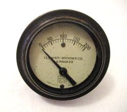 VINTAGE CLEAVER-BROOKS CO. 200 GAUGE MILWAUKEE U.S. GAUGE CO. NEW YORK STEAMPUNK