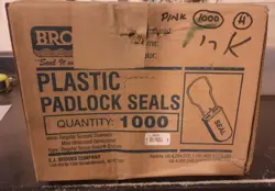 BROOKS PLASTIC PADLOCK SEALS (QTY: 1000)(PINK)(SEALED BOX)(NUMBERED) S52H