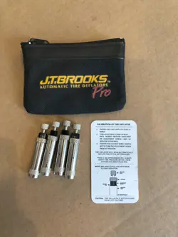 J.T. BROOKS SET OF 4 AUTOMATIC PRO TIRE DEFLATORS - ADJUSTABLE 3-32 PSI