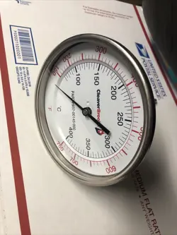 CLEAVER BROOKS 750 F TEMP GAUGE THERMOMETER 5” DIAL 6” STEM NO BOX INCLUDED
