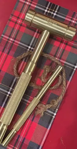 BRASS HAMMER & PUNCH PROFESSIONAL SET BROOKS-USA GREAT GIFT!  27 OZ NON-SPARKING