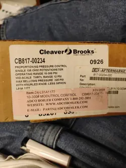 NEW IN BOX CLEAVER BROOKS CB817-00234 PRESSURE CONTROL SWITCH