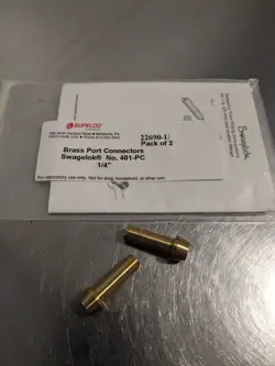 2 - SWAGELOK BRASS PORT CONNECTOR FITTING,  1/4