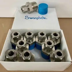 BOX OF 10 NEW SWAGELOK SS-810-1-16 STAINLESS STEEL FITTINGS 1/2 TUBE X 1 MNPT