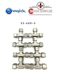 QTY:8 ~NEW~ SWAGELOK, P.N.: SS-600-3, 3/8”TUBE X 3/8” TUBE X 3/8” TUBING TEES!