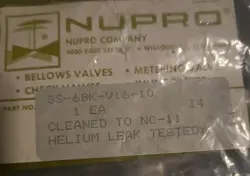 NEW SWAGELOK SS-6BK-V16-10 VALVE NUPRO