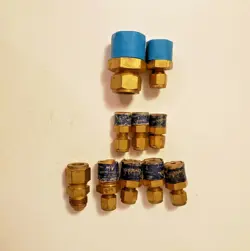 MIXED LOT OF 10 NOS SWAGELOK STRAIGHT BRASS CONNECTOR FITTINGS