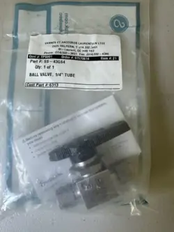 SWAGELOK STAINLESS STEEL SS-43GS4 SERIES BALL VALVE, 1/4