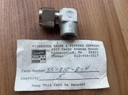 CRAWFORD SWAGELOK SS-810-8-4 316 STAINLESS STEEL ELBOW 1/2'' 5PCS