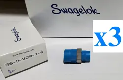 X3 NEW SS-8-VCR-1-6 SWAGELOK FITTING 1/2 IN VCR X 3/8 IN MNPT 3PCS