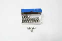 BOX OF 10 SWAGELOK SS-600-3-6-4 STAINLESS TEE 3/8IN TUBE 3/8IN TUBE 1/4IN TUBE