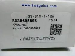 BOX OF 5 SWAGELOK SS-810-1-12W STAINLESS MALE CONNECTOR 1/2IN TUBE X 3/4IN MPW
