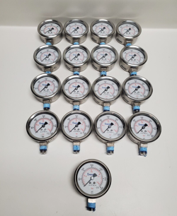 LOT OF 17  SWAGELOK 316SS PRESSURE GAUGE TUBE AND CONNECTION 0-3000 PSI