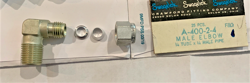 1/4 TUBE X 1/4 MNPT ALUMINUM COMPRESSION ELBOW  CRAWFORD SWAGELOK A-400-2-4