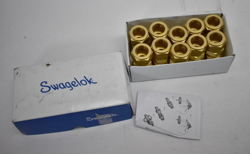 LOT OF 10 SWAGELOK B-1210-6 BRASS REDUCING UNIONS 3/4