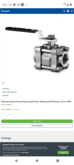 SWAGELOK SS-65TF12 BALL VALVE, NEW, NEVER USED. OPEN BOX
