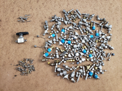 LOT OF NEW AND USED SWAGELOK FITTINGS, 1/16 INCH, 3.5 LBS TOTAL