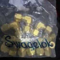 8PCS. SWAGELOK B-400-9 BRASS ELBOW 90° UNION FITTING, 1/4