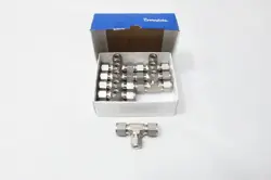 BOX OF 9 SWAGELOK SS-810-3-8-6 STAINLESS TEE 1/2IN TUBE 1/2IN TUBE 3/8IN TUBE