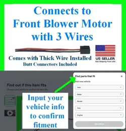 FITS JEEP WRANGLER 2014-18 JK BLOWER MOTOR CONNECTOR PLUG WIRING HARNESS PIGTAIL