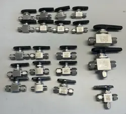 LOT OF 20 SWAGELOK BALL VALVES SS-43GS4, SS-43GS6 SS-43GS8 SS-45S8
