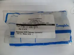 SWAGELOK SS-4-VCR-7-4 STAINLESS VCR FEMALE CONNECTOR 1/4IN MALE VCR LOT OF 6