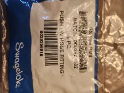 SWAGELOK SS-PB6-PM4 STAINLESS PUSH ON HOSE FITTING