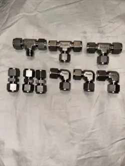 9 PC SWAGELOK SS 1/2” TEE, ELBOW, STRAIGHT UNION
